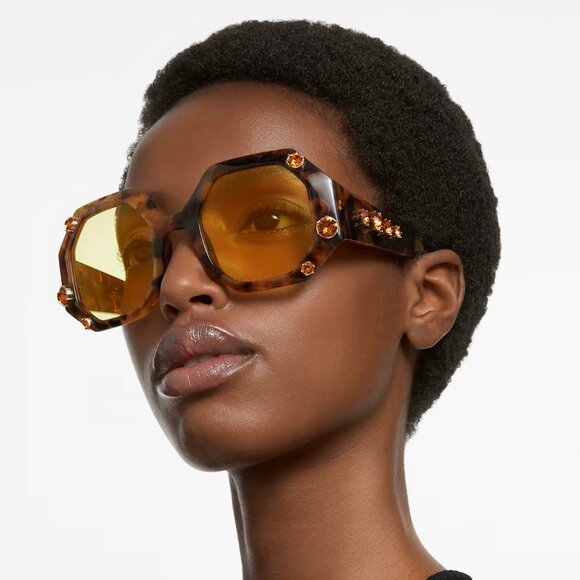 Swarovski Accessories - Swarovski Octagon Tortoise Brown Sunglasses Yellow Lens